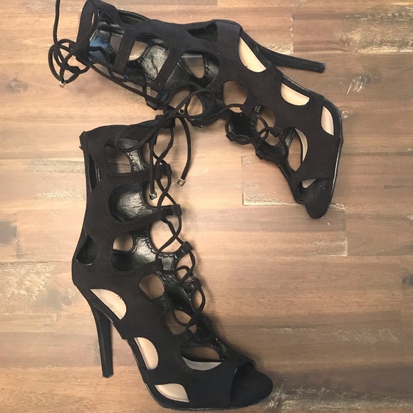 Shoes - Open toe lace up heels
